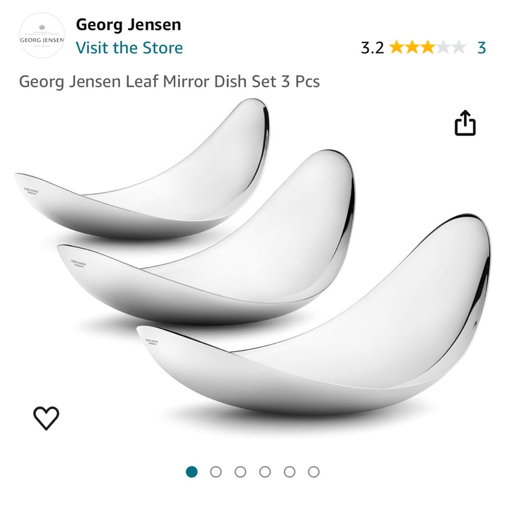 George Jensen discontinued leaf mirror bowl set of 3